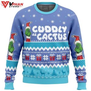 Cuddly as a Cactus Grinch Ugly Christmas Sweater 1