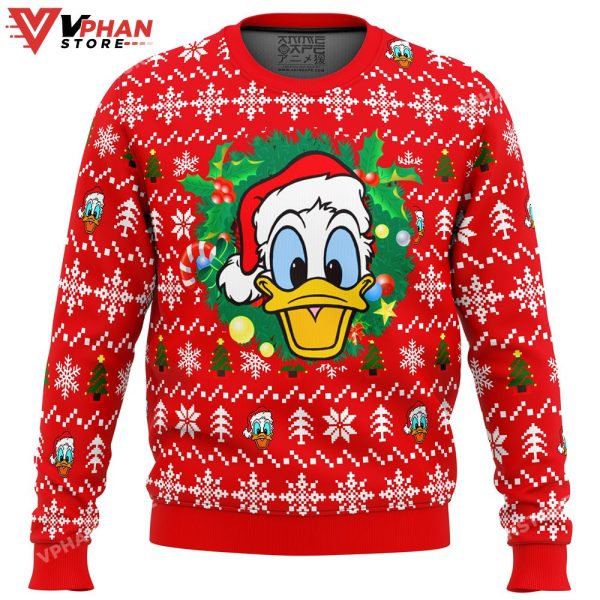 Donald Duck Christmas Head Ugly Christmas Sweater