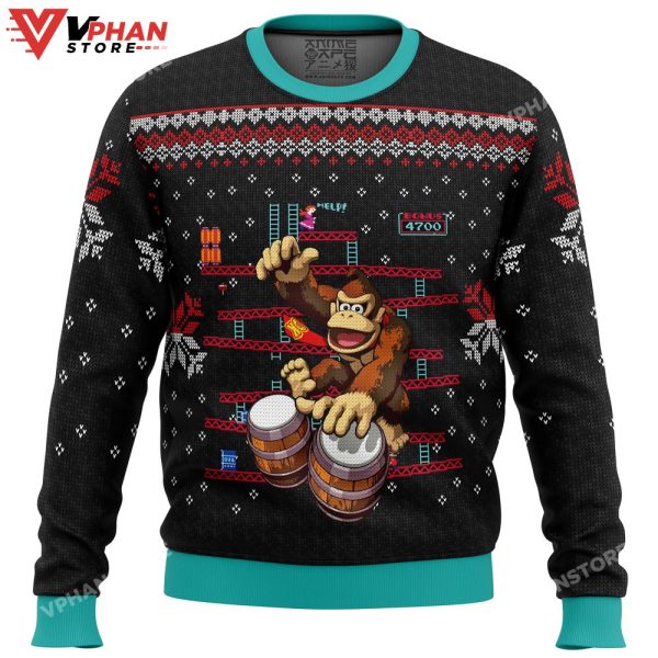 Donkey Kong Drums Ugly Christmas Sweater