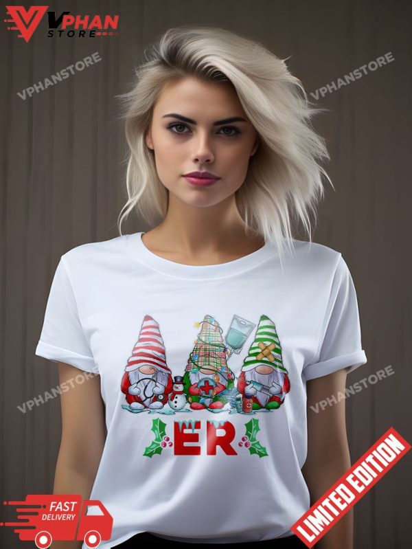 ER Nurse Squad Gnomies Nurse Christmas Gnomes Crew Xmas Long Sleeve T-Shirt