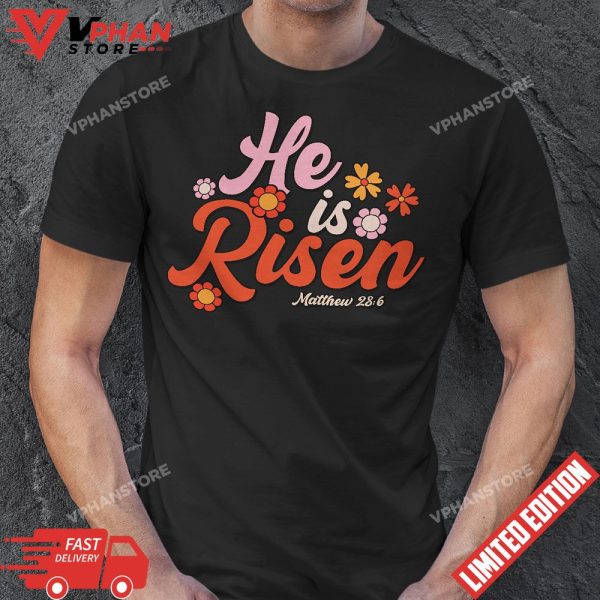 Groovy He Is Risen Jesus Easter Shirt Retro T-Shirt