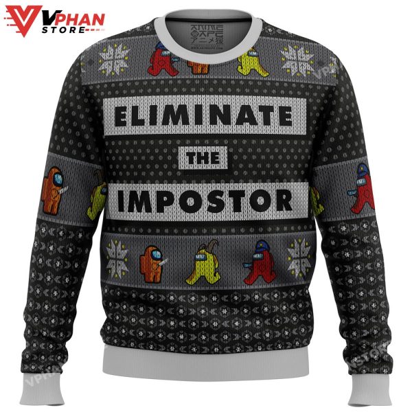 Eliminate The Impostor Among Us Ugly Christmas Sweater