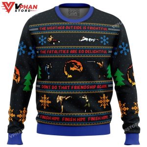 Finish Him! Mortal Kombat Ugly Christmas Sweater 1