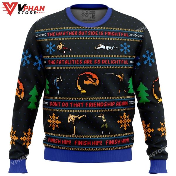 Finish Him! Mortal Kombat Ugly Christmas Sweater