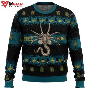 Free Hugs Alien Facehugger Ugly Christmas Sweater 1