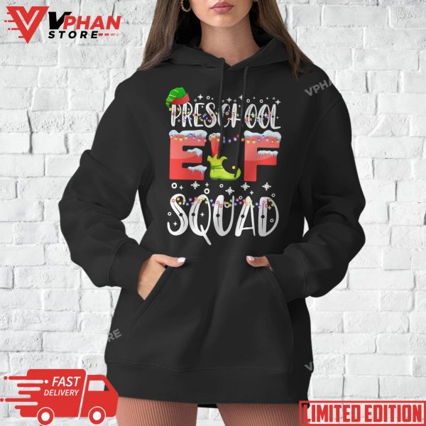 Funny Elf Squad Preschool Teacher Christmas Child Xmas T-Shirt