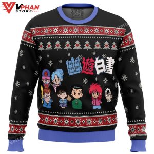 Ghost Fighter YuYu Hakusho Chibis Ugly Christmas Sweater 1