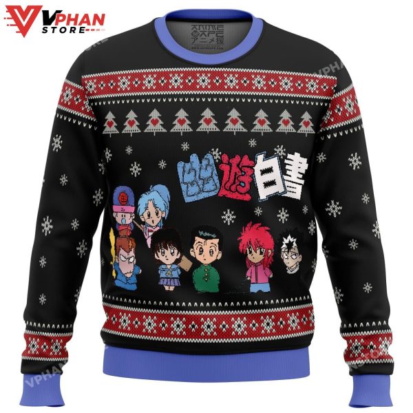 Ghost Fighter YuYu Hakusho Chibis Ugly Christmas Sweater