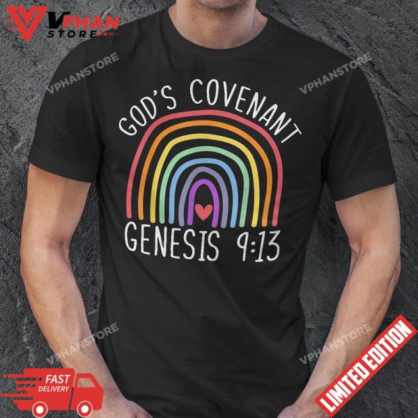 Gods Covenant Rainbow Genesis Christian Jesus Bible T-Shirt