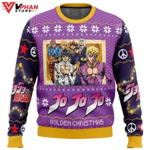 Golden Christmas Jojo's Bizarre Adventure Ugly Sweater