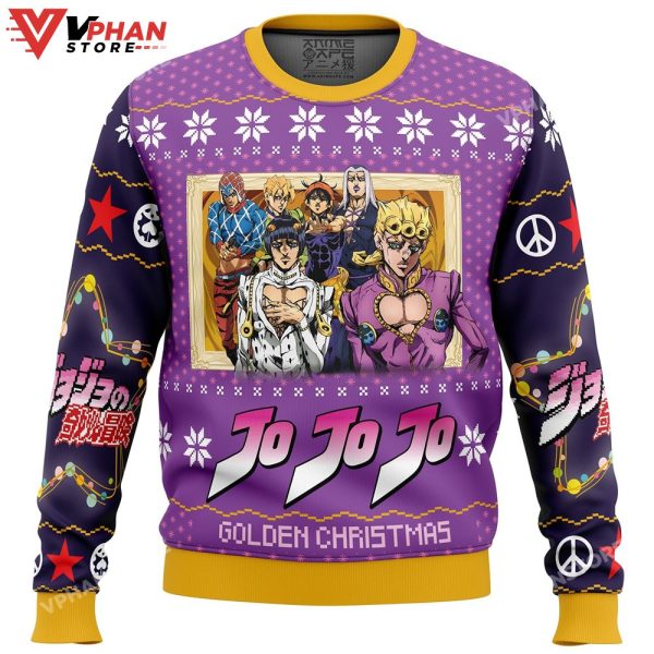 Golden Christmas Jojo’s Bizarre Adventure Ugly Sweater