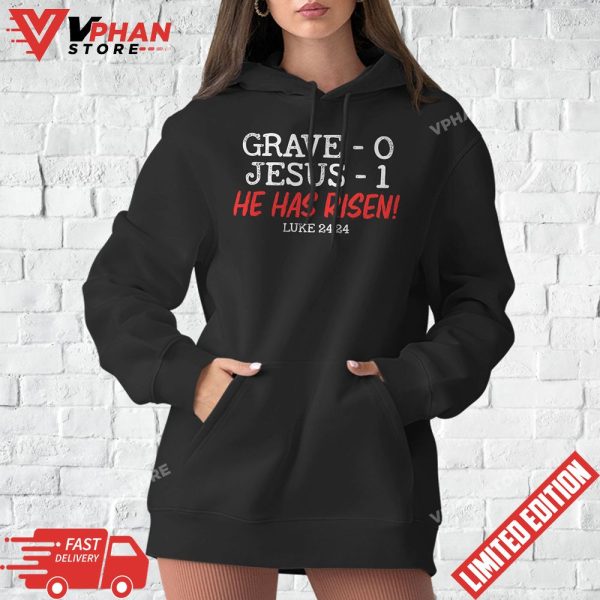 Grave 0 Jesus 1 He Has Risen Jesus Religious Easter Christ T-Shirt