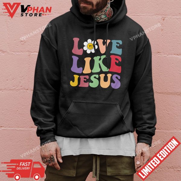 Groovy Love Like Jesus Religious God Christian T-Shirt