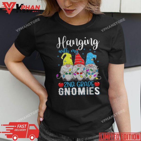 Hanging With My 2nd Grade Gnomies Christmas Teacher Student T-Shirt