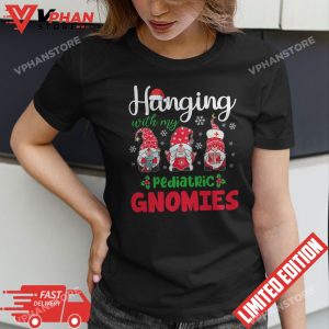 Hanging With My Pediatric Gnomies Nurse Christmas Santa Hat T Shirt 1