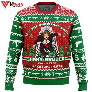 Hans Gruber Fall Nakatomi Plaza Die Hard Ugly Christmas Sweater 1