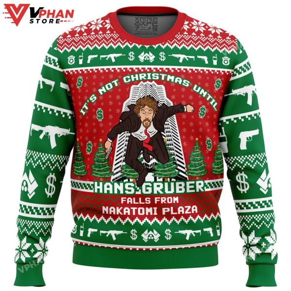 Hans Gruber Fall Nakatomi Plaza Die Hard Ugly Christmas Sweater