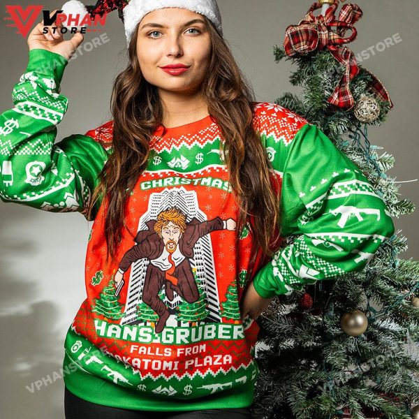 Hans Gruber Fall Nakatomi Plaza Die Hard Ugly Christmas Sweater