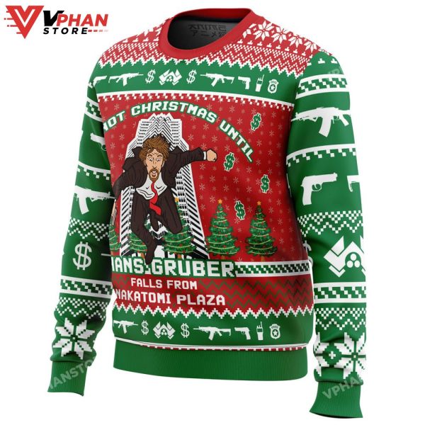 Hans Gruber Fall Nakatomi Plaza Die Hard Ugly Christmas Sweater