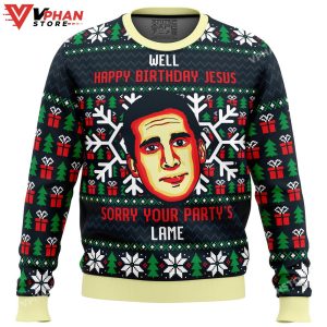 Happy Birthday Jesus Funny The Office Ugly Christmas Sweater 1