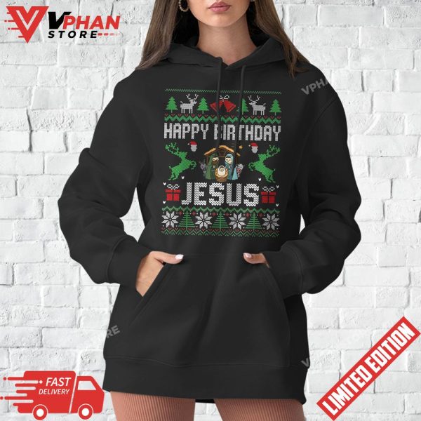 Happy Birthday Jesus Holiday Ugly Sweater T-Shirt, Christian Gifts for Friends