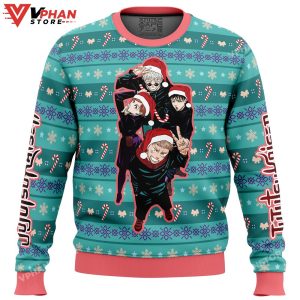 Happy Dub Cast Jujutsu Kaisen Ugly Christmas Sweater 1