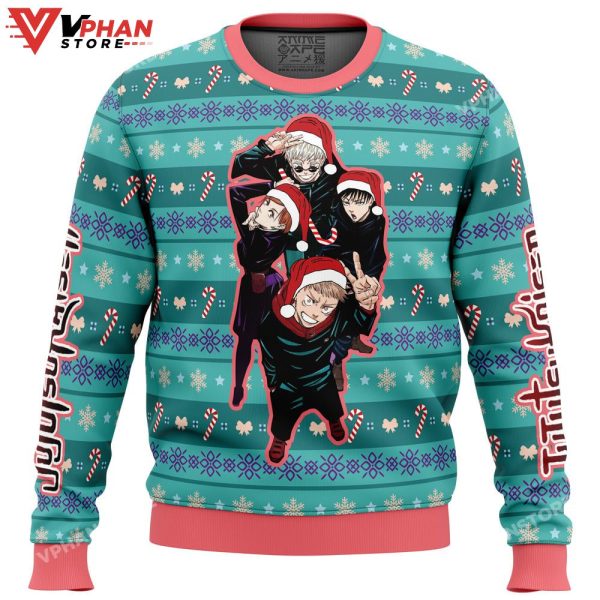 Happy Dub Cast Jujutsu Kaisen Ugly Christmas Sweater