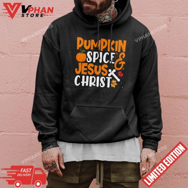 Hello Fall Pumpkin Spice and Jesus Christ Fall Christian Gift T-Shirt