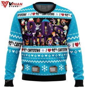 I love the 90s Cartoons Ugly Christmas Sweater 1