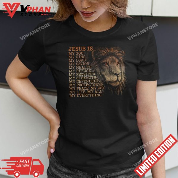 Jesus Is My God My King Black History Month BLM Melanin Lion T-Shirt