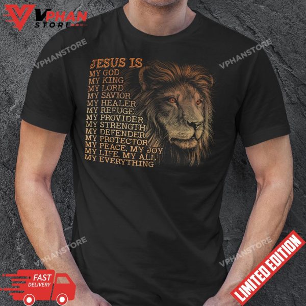 Jesus Is My God My King Black History Month BLM Melanin Lion T-Shirt