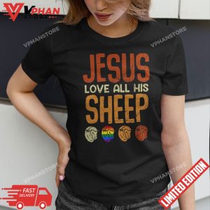 Jesus Loves All His Sheep Christianity Rainbow LGBT Jesus T Shirt 1