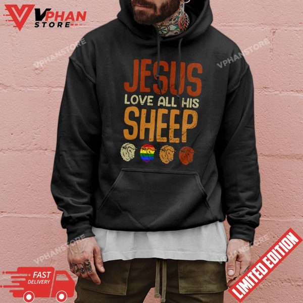 Jesus Loves All His Sheep Christianity Rainbow LGBT T-Shirt