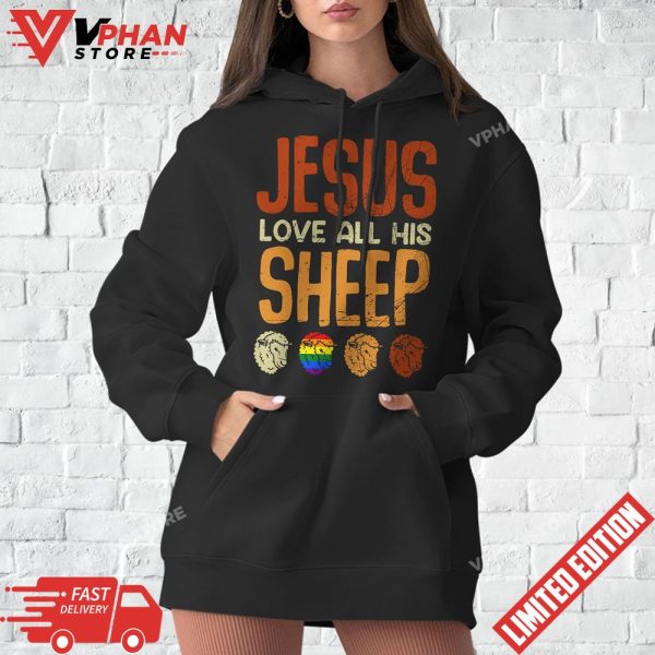 Jesus Loves All His Sheep Christianity Rainbow LGBT T-Shirt