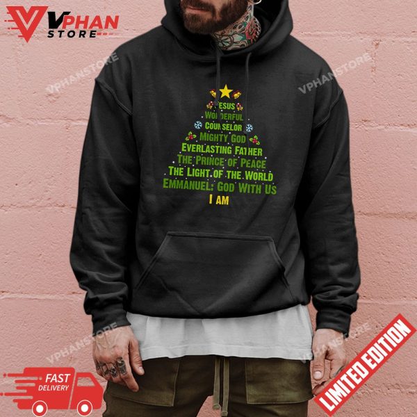 Jesus Wonderful Funny Xmas Tree Lights Christian Christmas T-Shirt