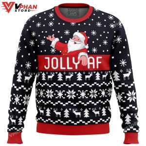 Jolly Af Santa Claus Ugly Christmas Sweater 1