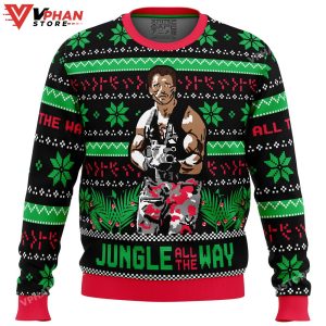 Jungle All The Way Arnold Schwarzenegger Ugly Christmas Sweater 1