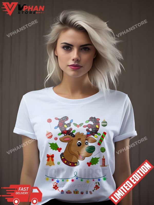 Love Icu Nurse Life Reindeer Christmas Pajama Xmas T-Shirt