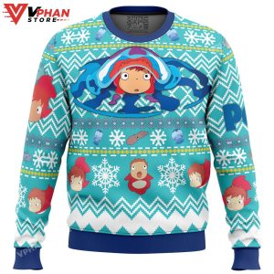 Magical Ponyo Studio Ghibli Ugly Christmas Sweater 1