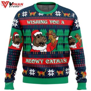 Meowy Catmas Alf Ugly Christmas Sweater 1