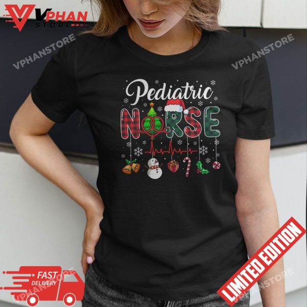 Merry Christmas Pediatric Nurse Pattern T-Shirt