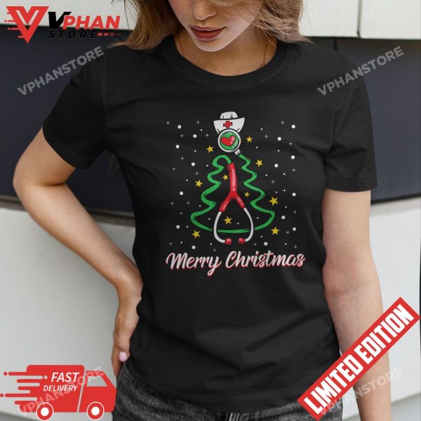 Merry Christmas Nurse Shirt Yuletide Practitioners Cute Gift T-Shirt