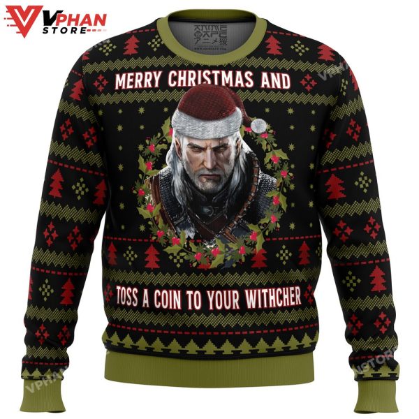 Merry Christmas And Toss A Coin The Witcher Ugly Christmas Sweater