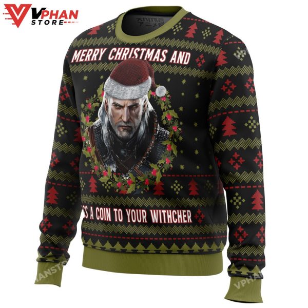 Merry Christmas And Toss A Coin The Witcher Ugly Christmas Sweater