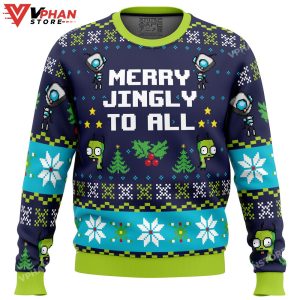 Merry Jingly Invader Zim Ugly Christmas Sweater 1