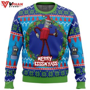 Merry Kissmyass Futurama Ugly Christmas Sweater 1