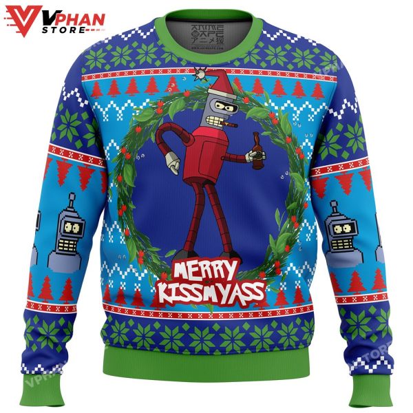 Merry Kissmyass Futurama Ugly Christmas Sweater