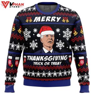 Merry Thanksgiving Biden Ugly Christmas Sweater 1