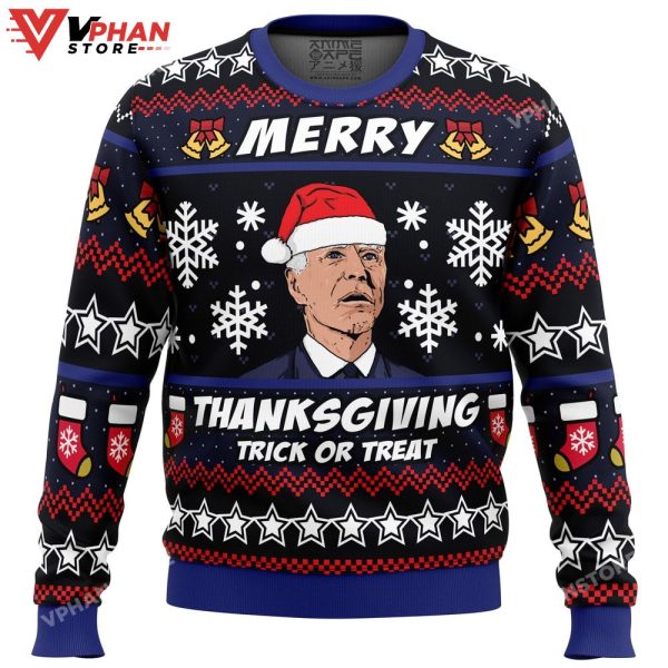 Merry Thanksgiving Biden Ugly Christmas Sweater