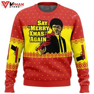 Merry Xmas Again Pulp Fiction Ugly Christmas Sweater 1